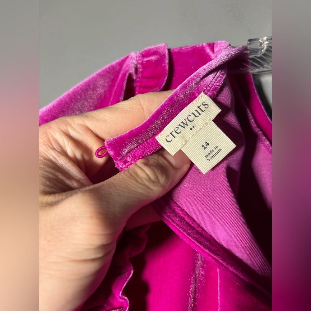 Crewcuts Velvet Jumpsuit in Brilliant Berry Girls Size 14 - Picture 4 of 5